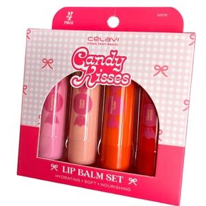 Celavi Candy Kisses Lip Balm Set - strawberry, watermelon, guava, cherry NEW PC